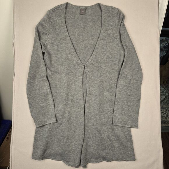 Ann Taylor Sweaters - Ann Taylor Petites Open Front Cardigan Size Large Gray Angora Lightweight Knit